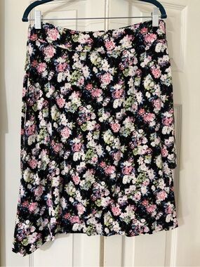 Floral J. Jill A-Line Skirt in Black and Pink